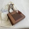 Big Bags Women Totes Fashi Plaid Pattern Ribbs Shoulder Bag Leather Satchels Working Commute Shopping Large Capacity Handbag