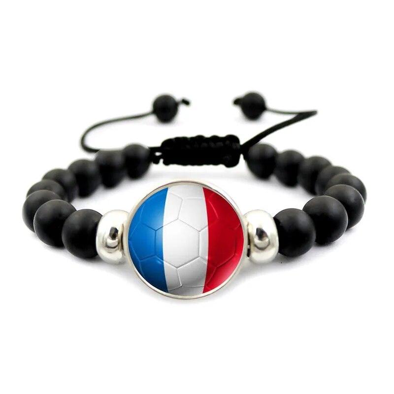 

Football Team Beaded Bracelet Men And Women Fashion Black Bracelet Germany Spain Brazil Football Jewelry.