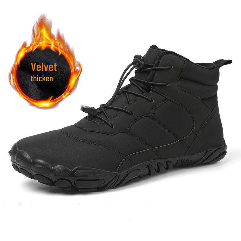 

Мужские водонепроницаемые зимние ботинки с бархатным мехом - зимнее тепло - короткие, размер 46 36 чёрный