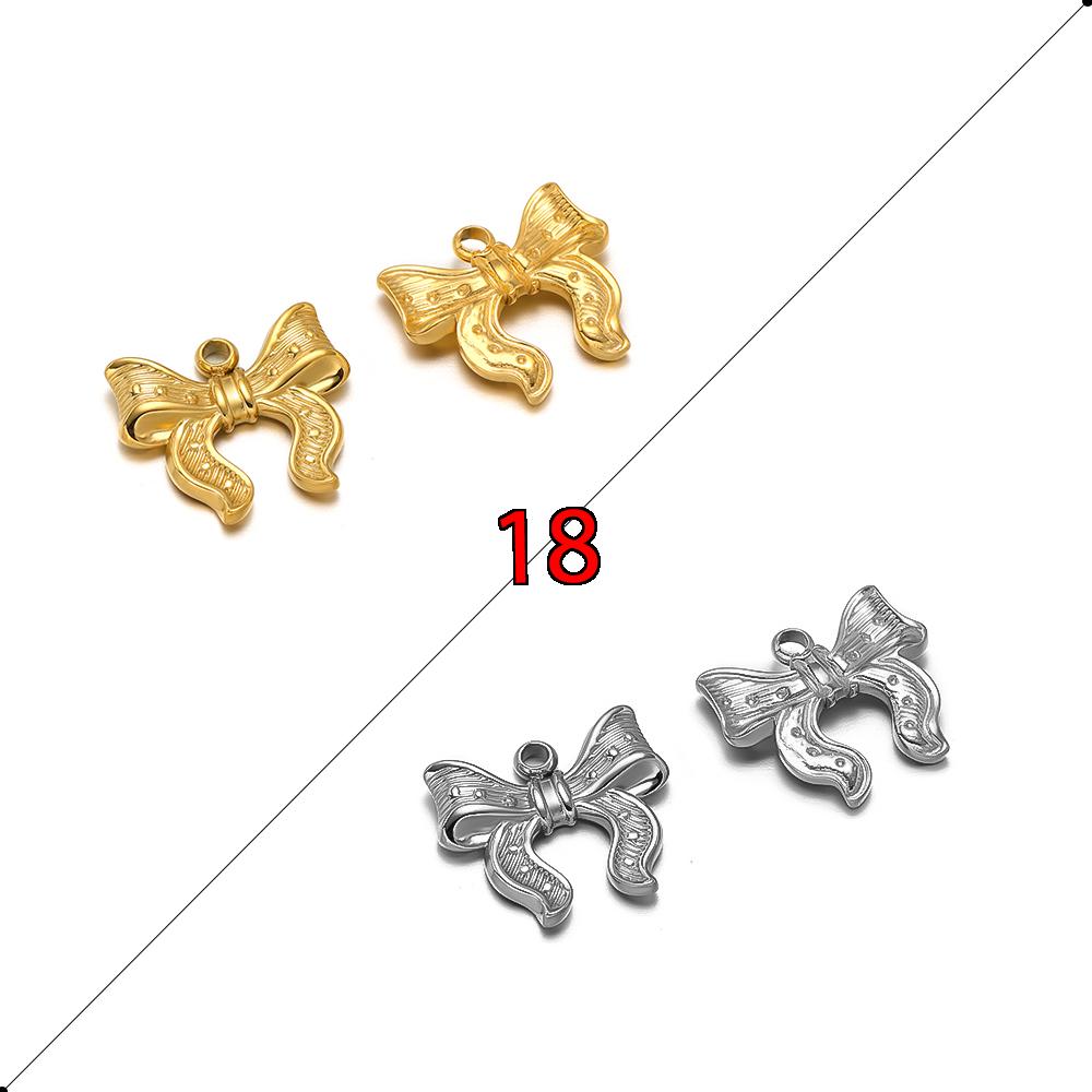 5pcs Stainless Steel Bow Knot Cute Fashion Summer Series Simple Style Pendants for Necklace Earrings Making Handmade DIY Jewelry