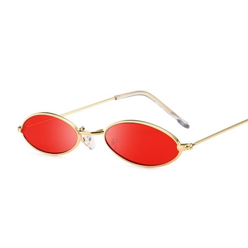 Vintage Small Oval Sunglasses Woman Fashion Brand Metal Frame Clear Black Lens Shades Sun Glasses Female Eyewear Uv400