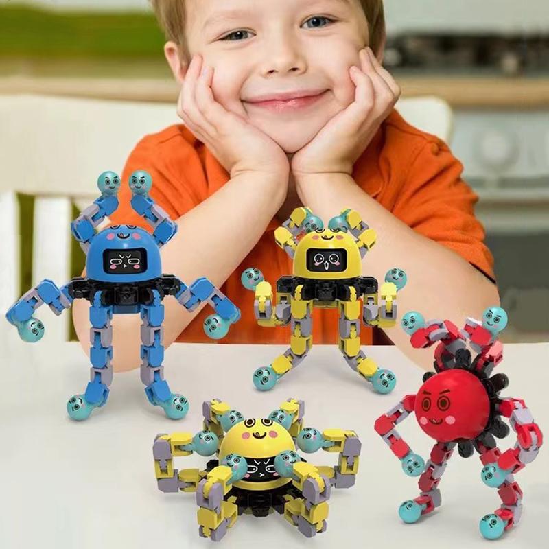 Jouets Gyroscope du Bout des Doigts Décompression Jouets pour Enfants Gyroscope Lumineux à Doigt Déformation Pliante Mécanique DIY Créatif Décompression Jouets de Décompression