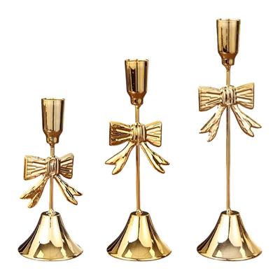 Christmas Bows Candlestick Holders Iron Metal Taper Candle Holders Decorative Candle Stands for Wedding,Home Decorations