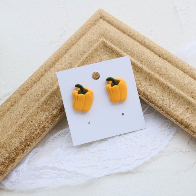 Cute Fruits Vegetable Resin Stud Earrings For Women Cute Summer Cherry Avocado Lemon Shaped Girl Ear Jewelry Gifts