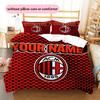 Custom Name,Milan Rossoneri Pattern Bedding Home Decoration Birthday Gift ( 1 duvet cover + 2 pillowcase, without core),fan merchandise.