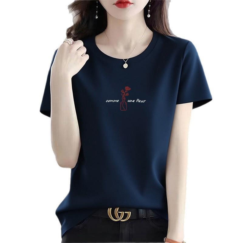 Women's 2026 Summer Round Neck Printed Cotton Short Sleeve T-Shirt, Stylish Versatile Loose Fit