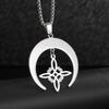 Stainless Steel Witchcraft Pentagram Necklace for Men Jewish Hebrew Four Letter Solomon Pendant Rune Amulet Jewelry