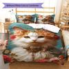 Orange Cat Pattern Bedding Quilt Set Quilt Cover Pillowcase Home Decoration Gift (1 * Duvet Cover + 2 * Pillowcase, Without Core)