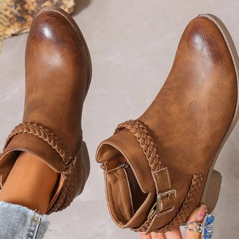 Scarpe da Donna alla Moda 2024 Stivali da Donna con Zip Laterale di Alta Qualità Stivali Moderni con Fibbia alla Moda Stivali Sexy da Donna con Punta Acuta alla Caviglia