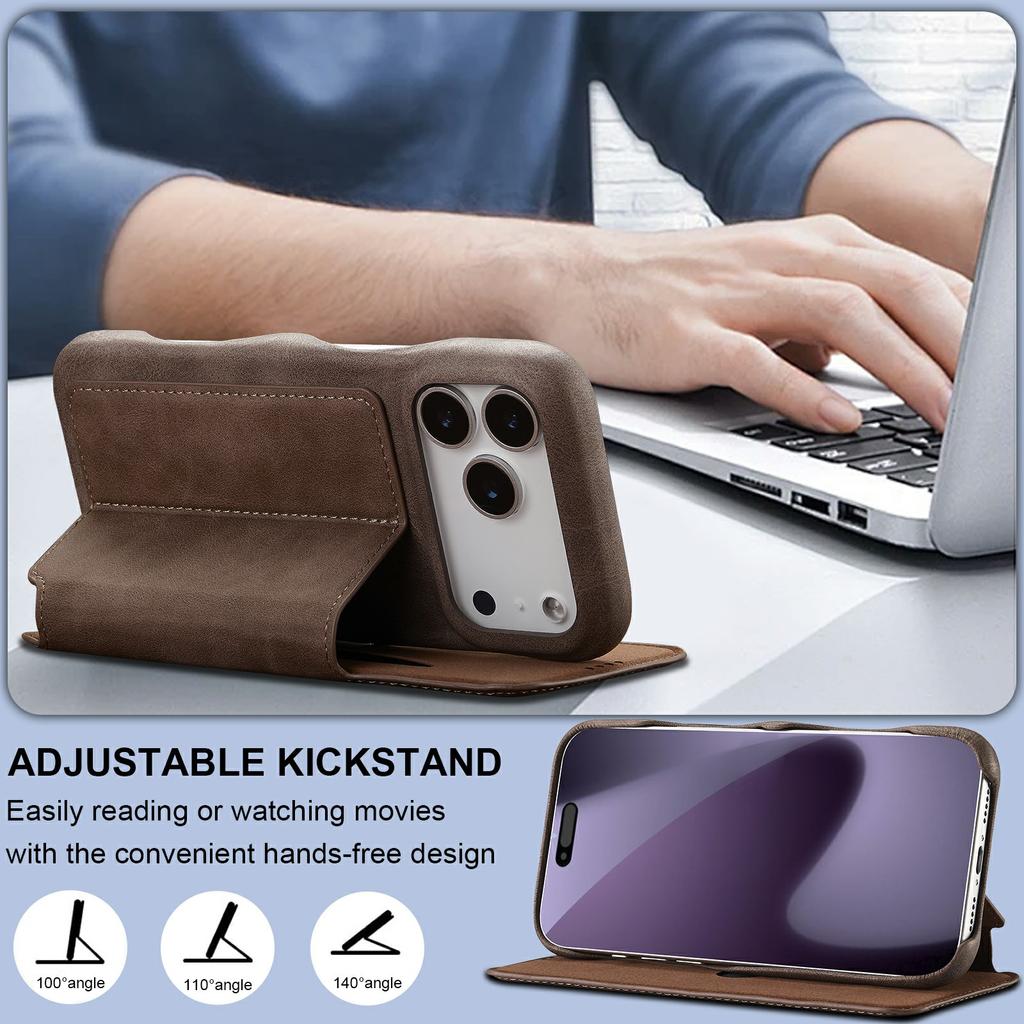 LC.IMEEKE For iPhone 17 Pro Case Card Holder Stand Leather Phone Cover