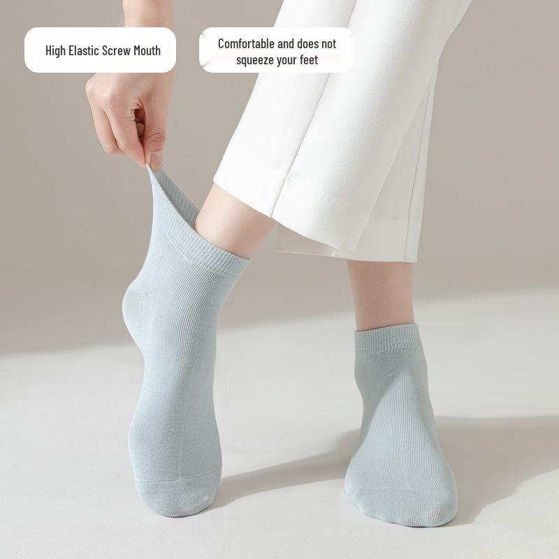 Women's Low-Cut Pure Cotton Breathable Socks - Spring/Autumn, Sweat-Absorbent, Odor-Resistant, Thin Summer Style, White
