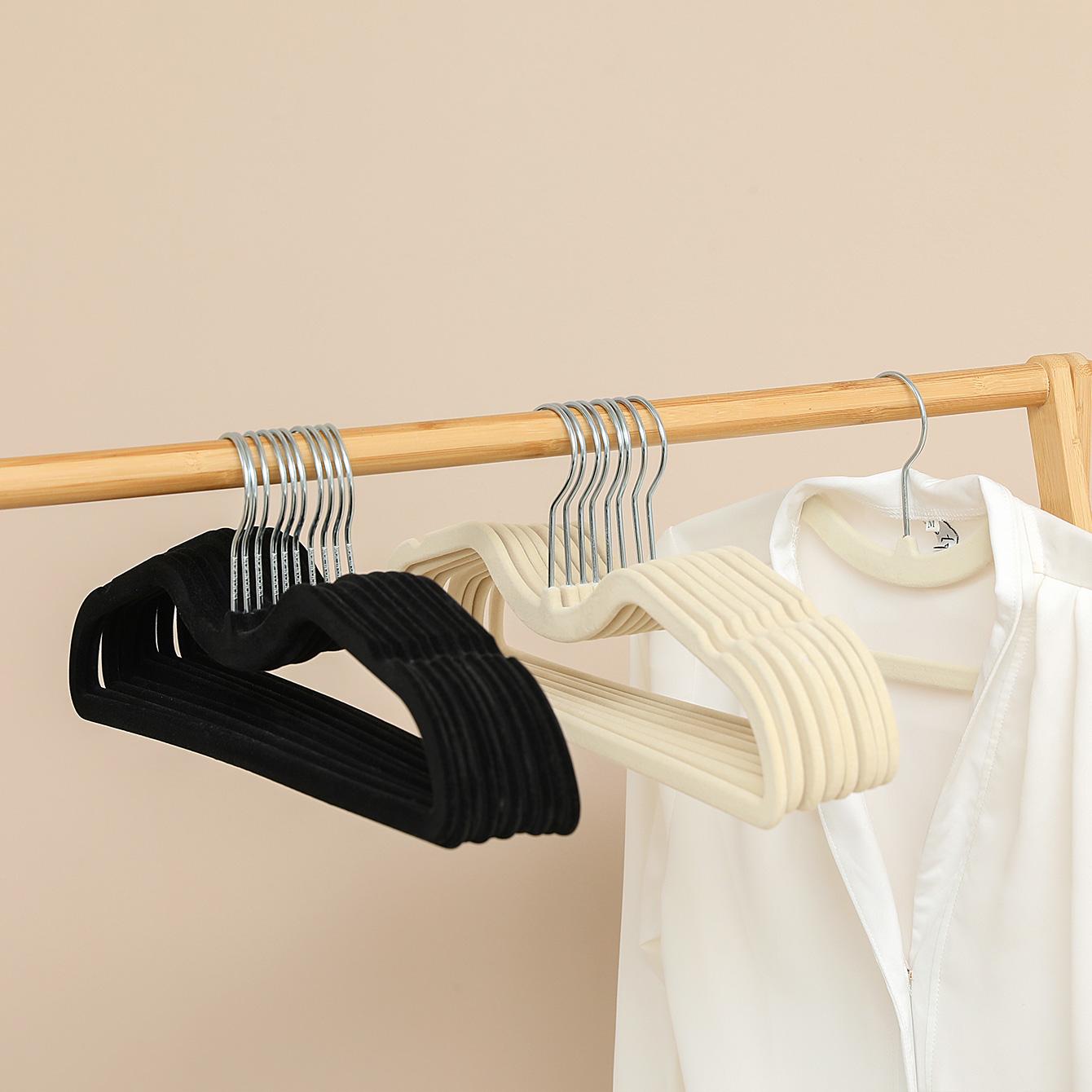 

10pcs Cloth Hanger Flocking Plastic Space saving Anti slip Short Neck Cloth Hanger [Vertical Lift 2.36in] Drying Cloth Hanger