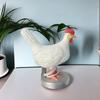Creative resin handicrafts, realistic white egg-laying chicken night lamp head, novel bedroom home decoration, American style