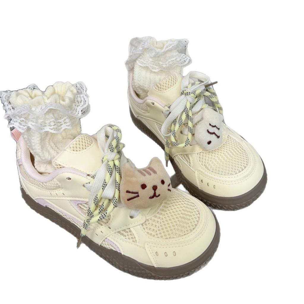 Pink Campus Style Cute Mesh Breathable Board Shoes Summer Sweet Thin Shoes Female Student Soft-soled Sneakers