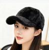 JYL DIY Winter Plush Cap Women Solid Color Warm Casual Outdoor Baseball Cap