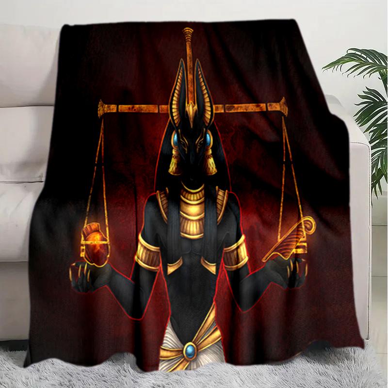 1PC Egyptian theme printed blanket, all season lightweight home office outdoor nap multifunctional blanket A6