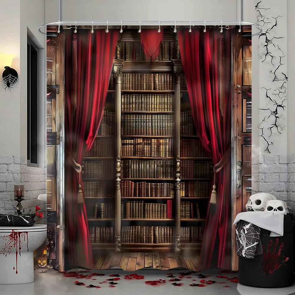 Halloween Shower Curtain Trick or Treat Skeleton Naughty Elf Castle Pumpkin Polyester Shower Curtains Bathroom Decor