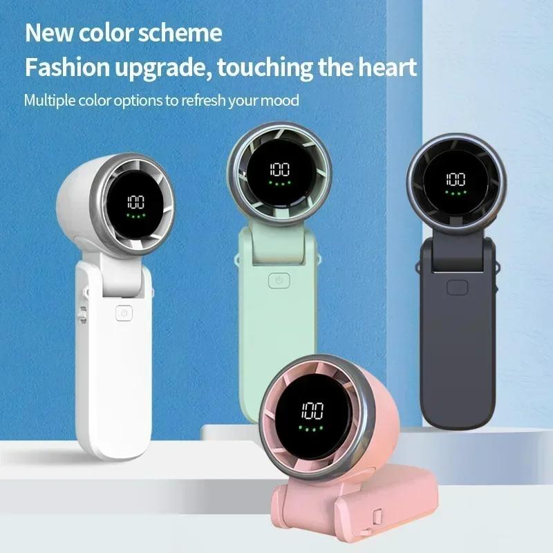 Portable Mini Handheld Fan - 5-Speed Turbo USB Rechargeable Foldable Bladeless Pocket Fan 3600mAH Battery for Outdoor/Travel