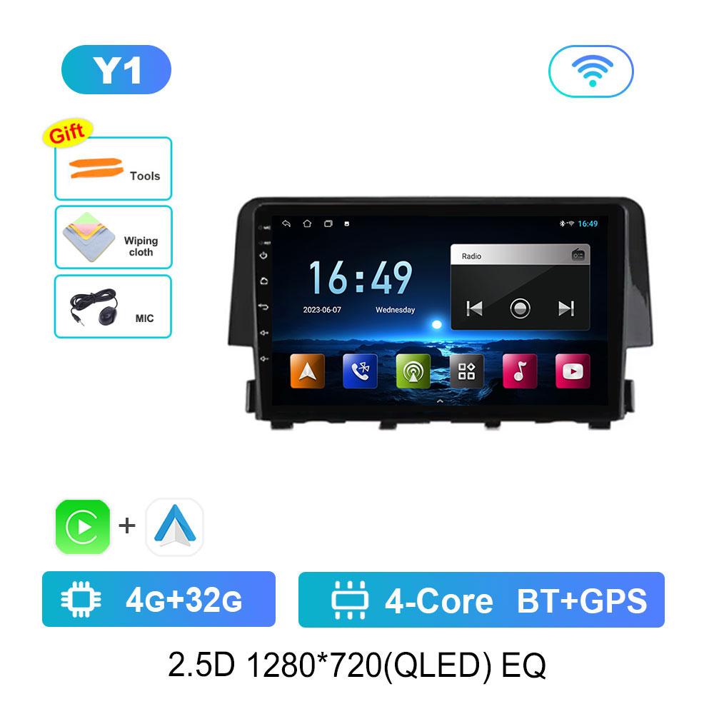 For Honda Civic 10th 2016 - 2021 Android 14 Intelligent System Car Radio Multimedia Video Player Navigation GPS 4G WIFI DSP