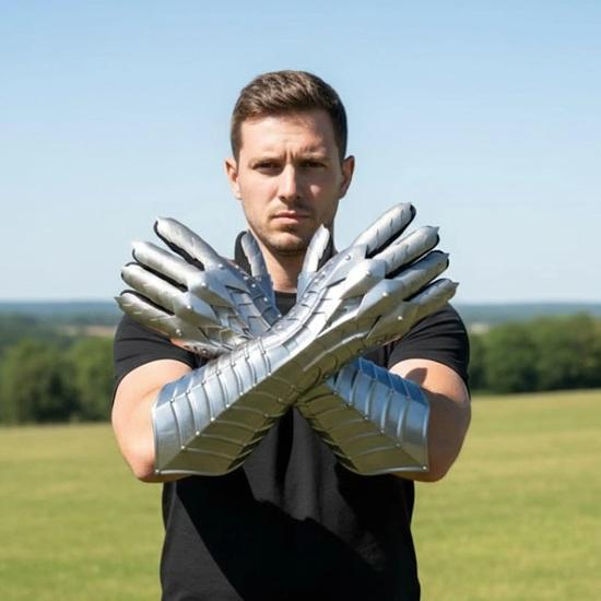Medieval Gauntlet Gloves Steel Armor Gloves Gothic Gauntlets Dark Fantasy Spiked Knight LARP Cosplay Costume