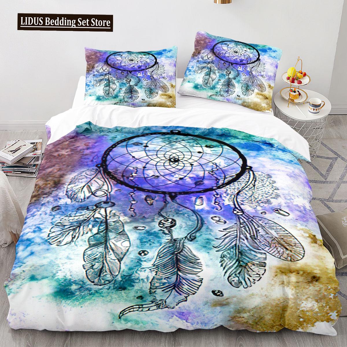 

Dreamcatcher Duvet Cover Set 3D Print Feather Sun Moon Polyester Comforter Cover King Queen Twin Full Size For Kids Boys Girls EU single(135x200cm)