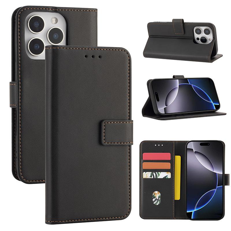 The new fashionable solid color simple mobile phone protective case is suitable for Apple 16promax folding case.