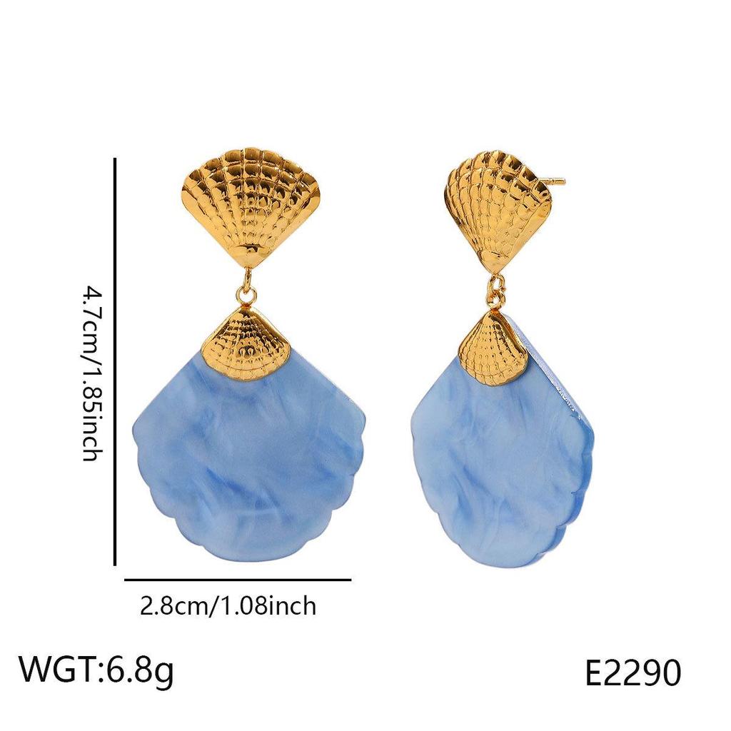 European and American Summer Beach Style Colorful Shell Earrings in High-grade Stainless Steel