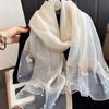 Elegant Thin Silk Scarf Bow Lace Scarf Wraps Fashion Embroidery Scarf  Spring