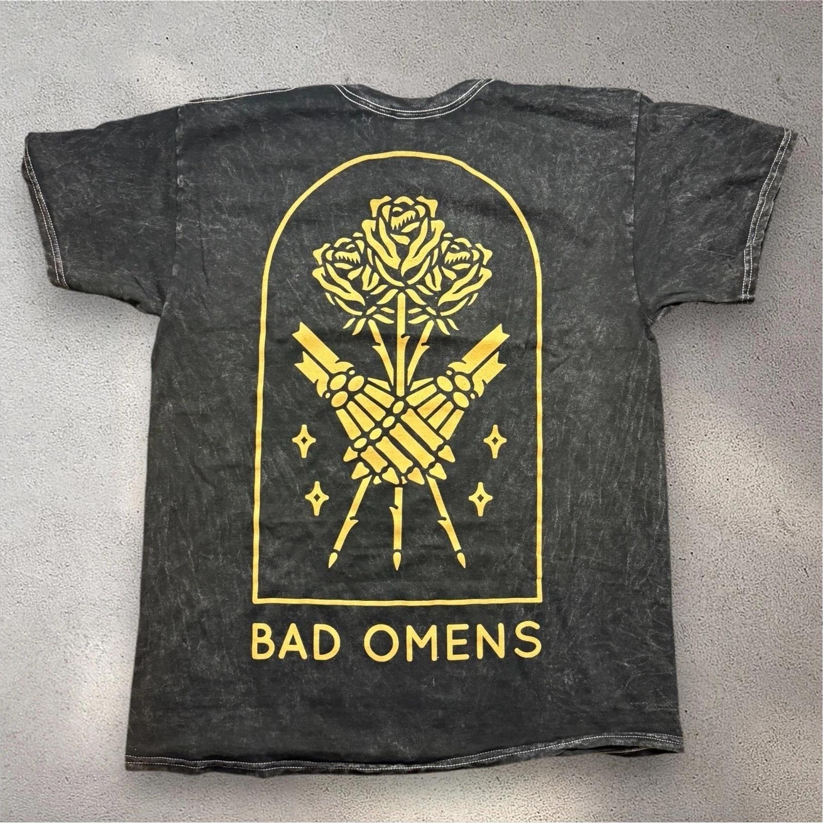 Bad Omens Sumerian Records Футболка с принтом Группа Mineral Wash Скелет Розы Размер L S