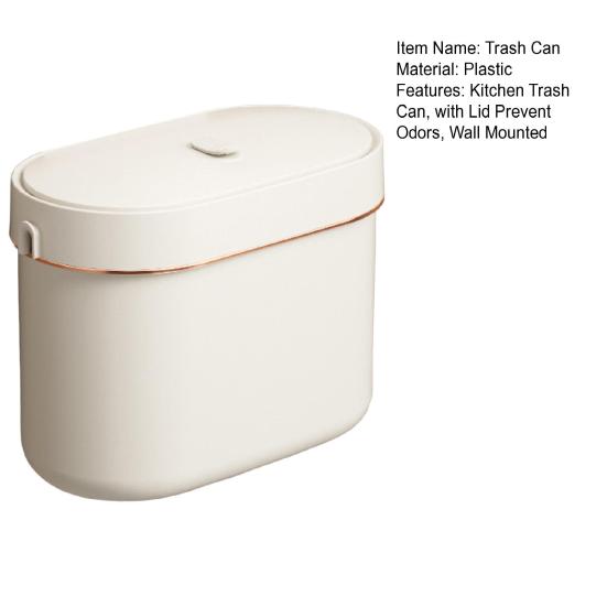 Wall-Mounted Trash Can with Lid Anti-Odor Insect-Proof Sealed Design No Drilling Large Opening Kitchen Garbage Bin