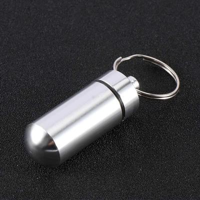 Small Portable Cool Bottle Aluminum Medicine Safe Money Keyring Holder Pill Box Keychain Case