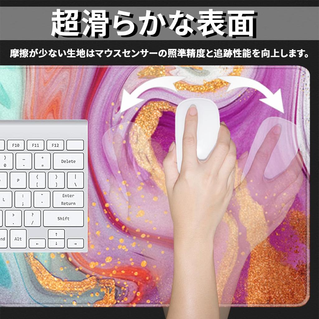 Benvo Extra Large Waterproof Gaming Mouse Keyboard Pad with Rubber Mouse Washable Surface for Comfortable Marble Purple and Green Design Pad, 9040cm,