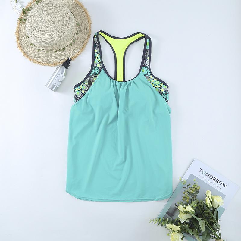 European & American Women's Plus Size Printed Split Vest Swimsuit