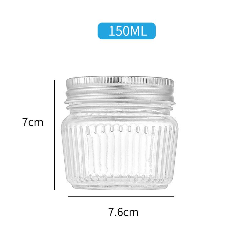 Striped Glass Storage Jar for Honey, Coffee, Tea, Nuts, Snacks, and More