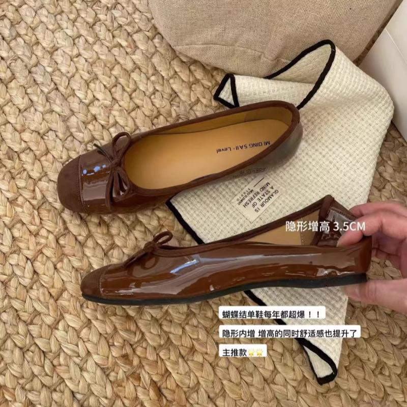 Suding's home, Xiaoxiangfeng bow increases the height of ballet shoes, evening breeze temperament soft-soled lady single shoes, new models