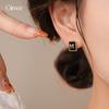 European and American retro simple square oil drop letter earrings, ear buckles, personalized versatile earrings, women
