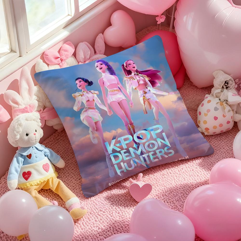 

K-Pop Охотники на демонов Наволочка Мягкая плюшевая ткань Двусторонняя печать Наволочка для подушки Теплая зимняя наволочка для диванной подушки для дома 20x20Inch