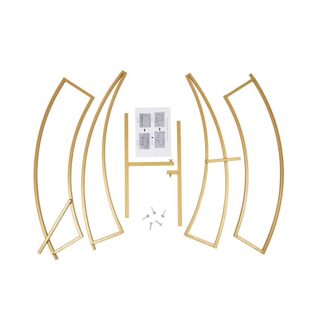 7ft Gold Metal Crescent Moon Wedding Arch Stand, Half Curved Flower Balloon Frame Birthday Party Backdrop