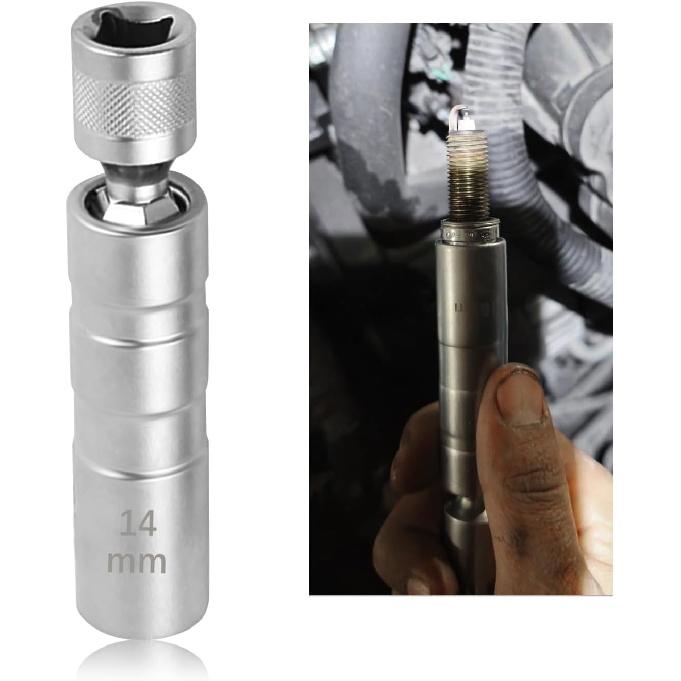 16mm 5/8" Spark Plug Socket with 3/8" Drive,12 Points Magnetic Spark Plug Tool with Thin Wall Design for Removing Glow Plugs,360° Rotatable Car
