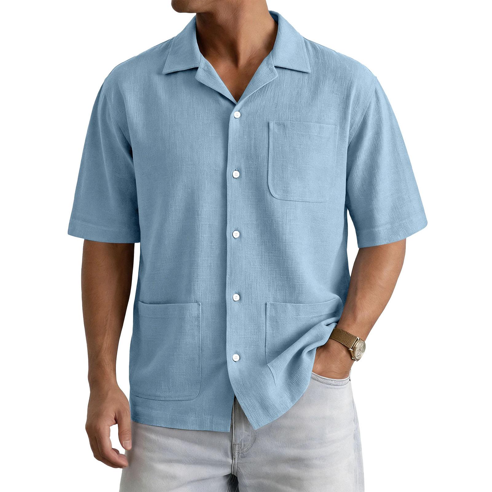 

Men s Casual Pocket Collar Short-Sleeve Shirt XXXL