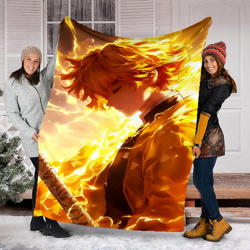 1pc Agatsuma Zenitsu (3) Theme Blanket - Digital Print, Polyester, Cozy for All Seasons, Perfect for Outdoor, and Travel