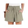 Women's Shorts Breathable Drawstring Elastic Waist Lightweight Solid Color Casual Business Style Fashion Linen Shorts