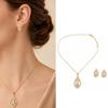 Light Luxury Cubic Zirconia Necklace & Earrings Set - White Tear Drop Pendant, Fashionable Collarbone Chain