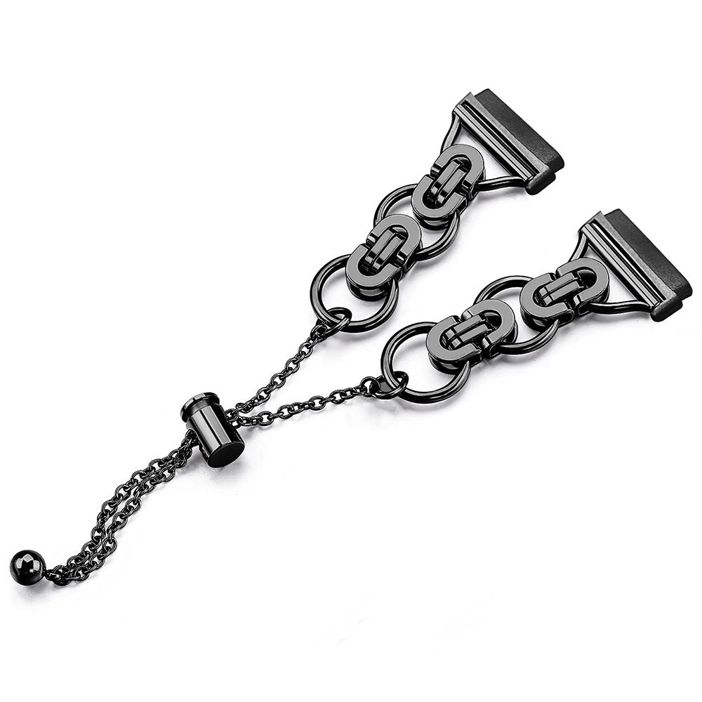 

For Fitbit Versa 4/Sense 2 Beaded-Bracelet Band Stainless Steel Watch Strap Replacement Black