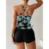 Neuer Bedruckter Hottie Enganliegender Riemenloser Kordelzug Bauchbedeckender Schlankmachender Geschlitzter Badeanzug für Damen