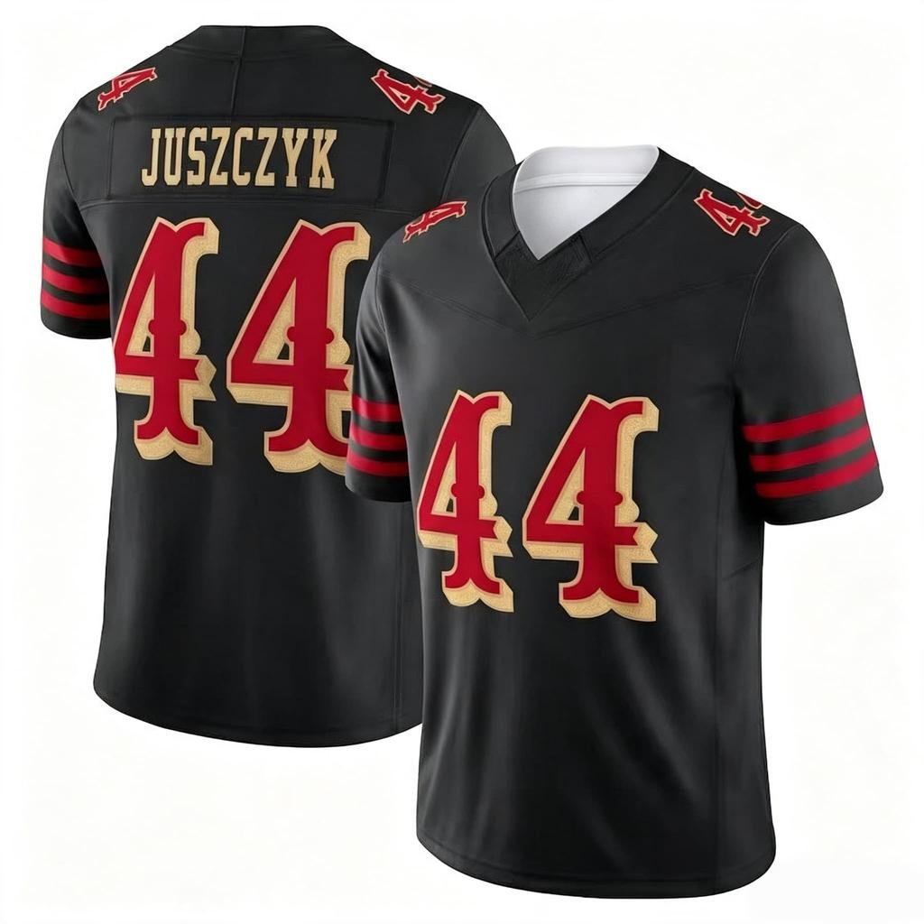 Men #23 McCaffrey Black Football Jersey V‑Neck Short Sleeve Sport Tops Fans Quick Dry Sports Shirt  Men Women Family Matching