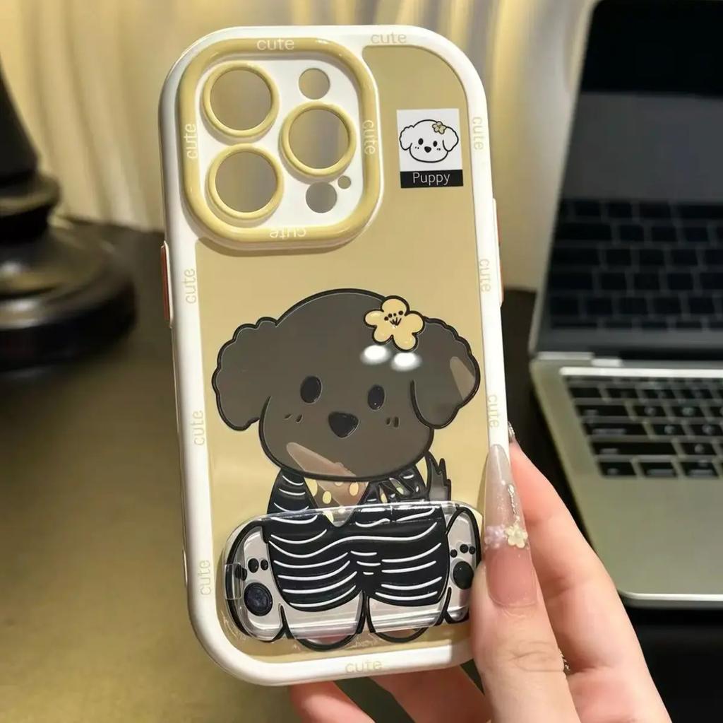 Hollow rabbit puppy suitable for Apple 17 mobile phone case iPhone16Pro/Xiaomi/oppo anti-drop all-inclusive case