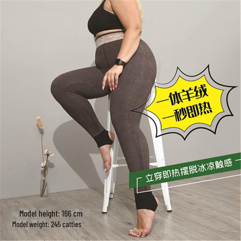 Women's Extra Thick Cotton Cashmere Winter Leggings - Plus Size, Warm One-Piece Pants for Northeast, European, and American Markets