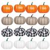 16pcs/set Halloween Foam Pumpkin Decor Set Realistic Checkered Table Centerpiece for Kitchen Fall Harvest Display Photo Props