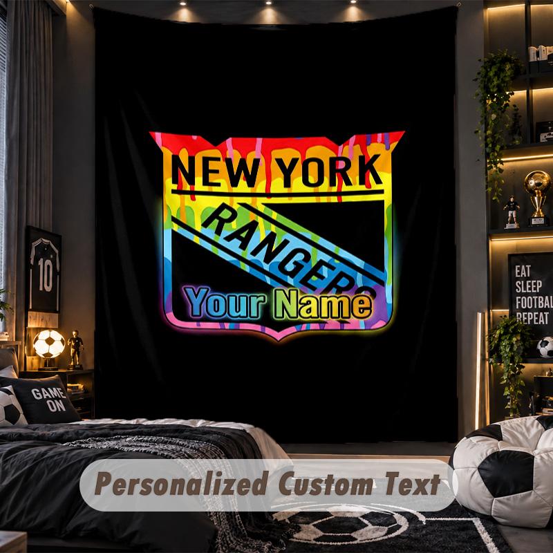 TapestryNew York Rangers Custom Name Text Personalized Wall Hanging Tapestry Home Wall Decor
